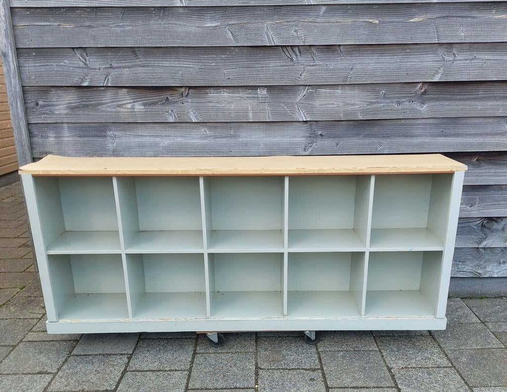 Vakkenkast Winkelkast etalagekast brocante styl, Antiek en Kunst, Ophalen