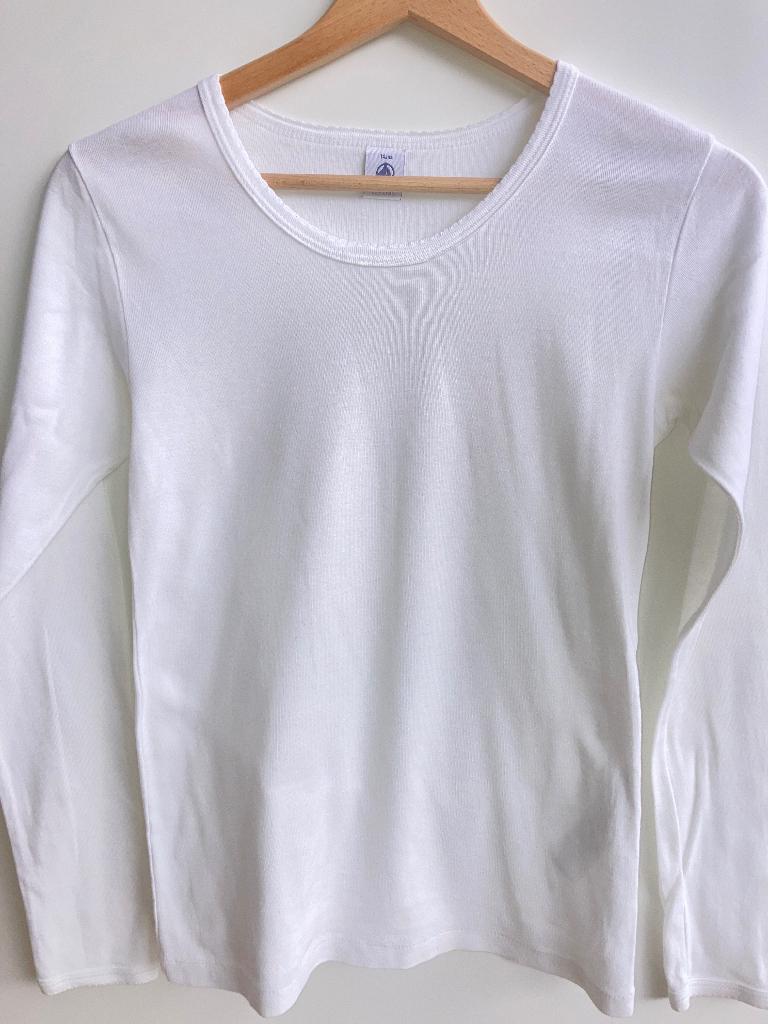 Basic witte longsleeve van Petit Bateau  152/158, Meisje, Ophalen of Verzenden, Shirt of Longsleeve, Petit Bateau