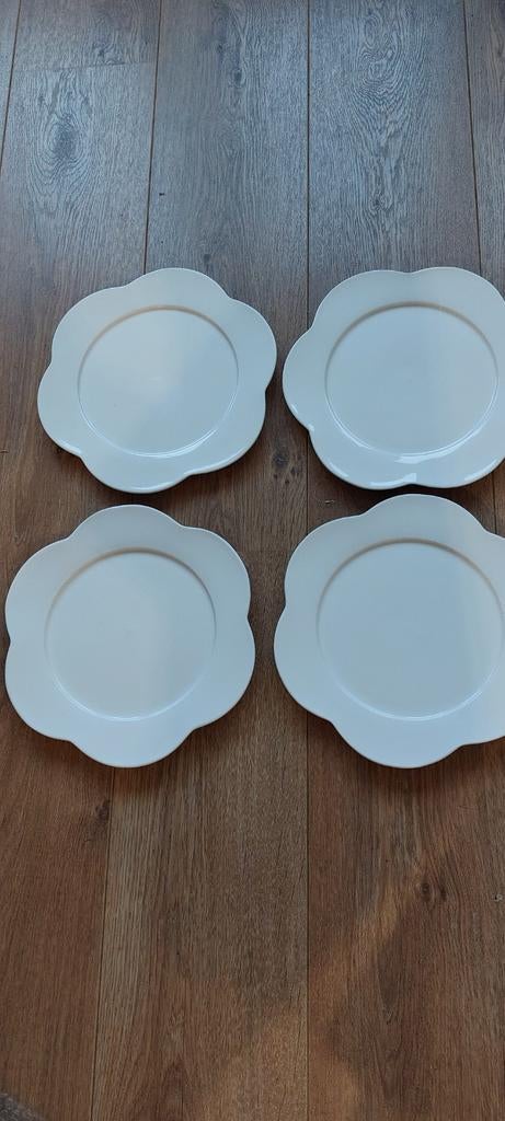 Grote dinnerbord wit bloem 6×, Ophalen of Verzenden, Porselein, Overige stijlen