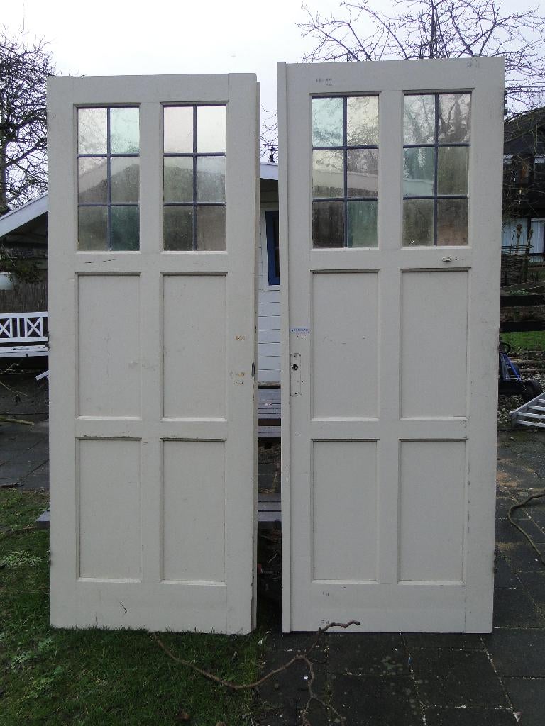 dubbele deuren glas in lood, Ophalen, Gebruikt, Minder dan 80 cm, Binnendeur