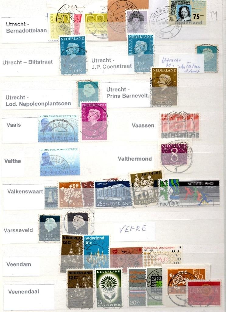 Stempels wo Valthe Vaals Varsseveld Valthermond Vaasen (55), Verzenden, Na 1940, Gestempeld