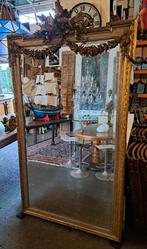 Echte antieke Franse spiegel hoogte is 224 cm & 125 cm breed, Ophalen, Rechthoekig