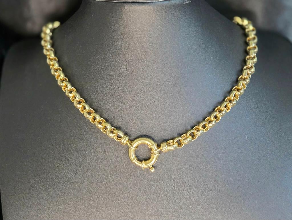 Gouden vintage jasseron schakel collier. 2025/625. 28.7 gram, ., Ophalen of Verzenden, Zo goed als nieuw, .