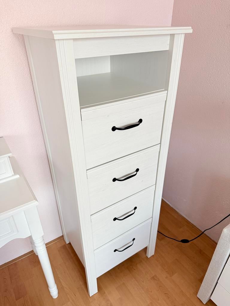 Witte ladekast, Huis en Inrichting, Kasten | Ladekasten, Ophalen, Minder dan 50 cm, 100 tot 150 cm, Zo goed als nieuw