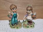 Set van 2 vintage beeldjes: jongen en meisje, Ophalen of Verzenden