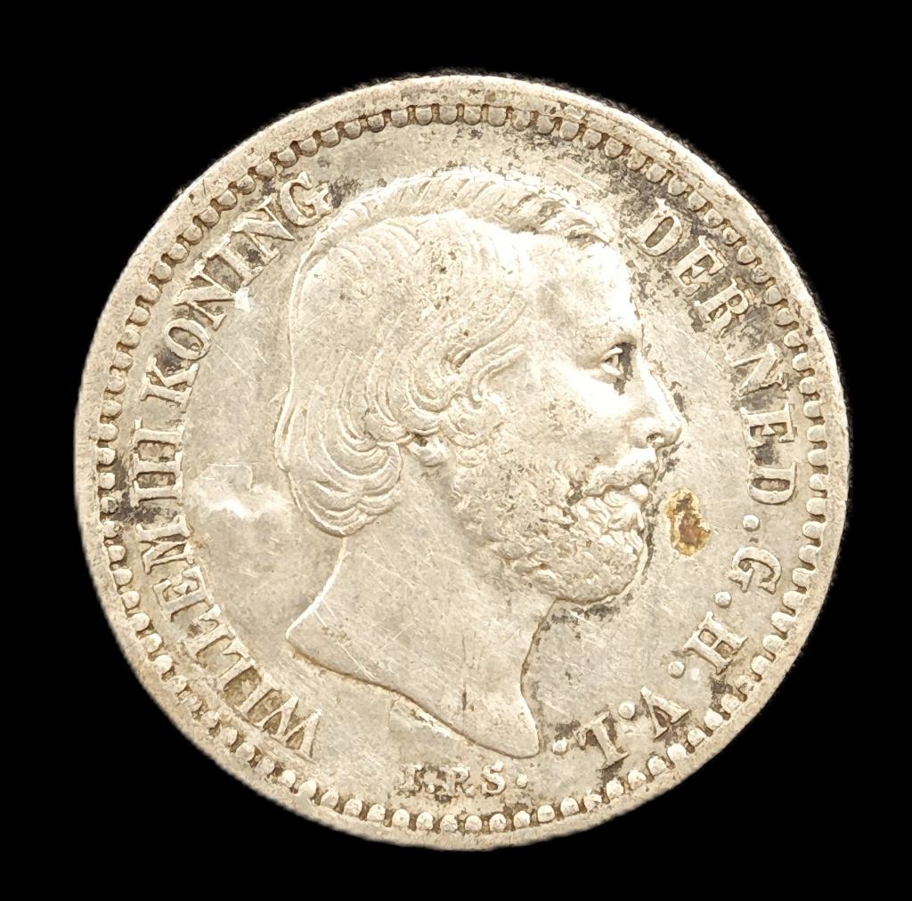 1885 10 Cent Willem 3, Koning Willem III, Verzenden, Zilver, 10 cent