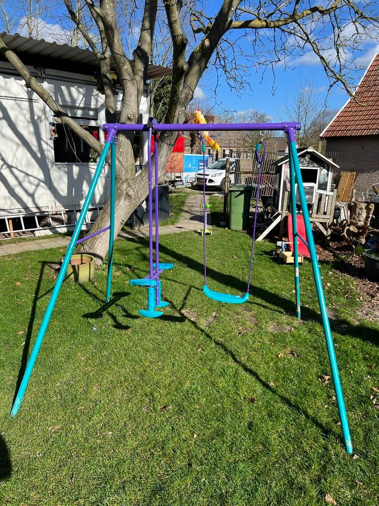 Speeltoestel met (duo)schommel, Kinderen en Baby's, Speelgoed | Buiten | Speeltoestellen, Ophalen, Zo goed als nieuw, Schommel