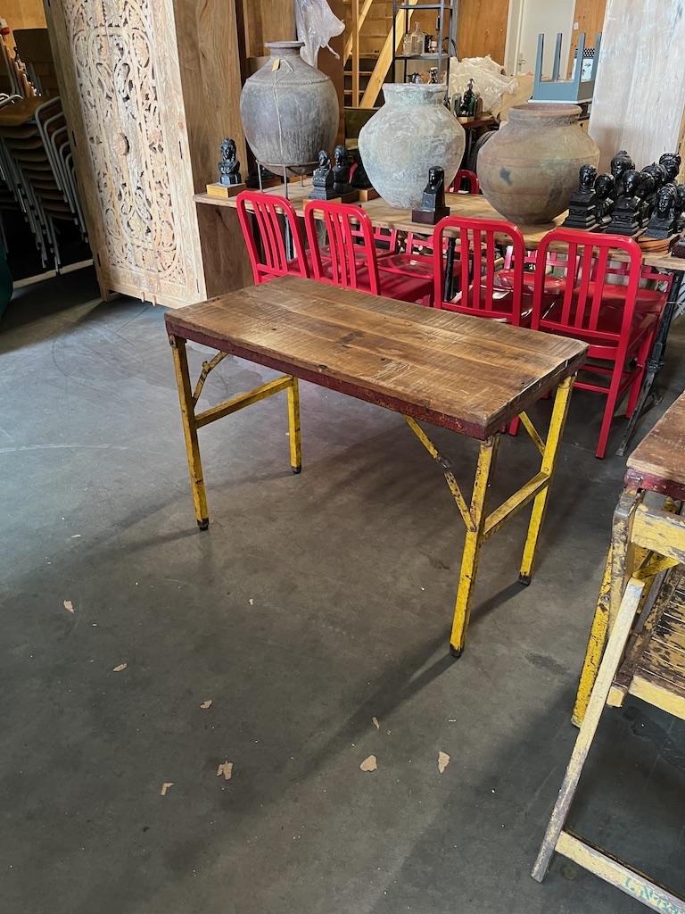 Oude inklapbare Cafe tafels/bistrotafels/eettafels origineel, Ophalen, Gebruikt, Rechthoekig, Metaal