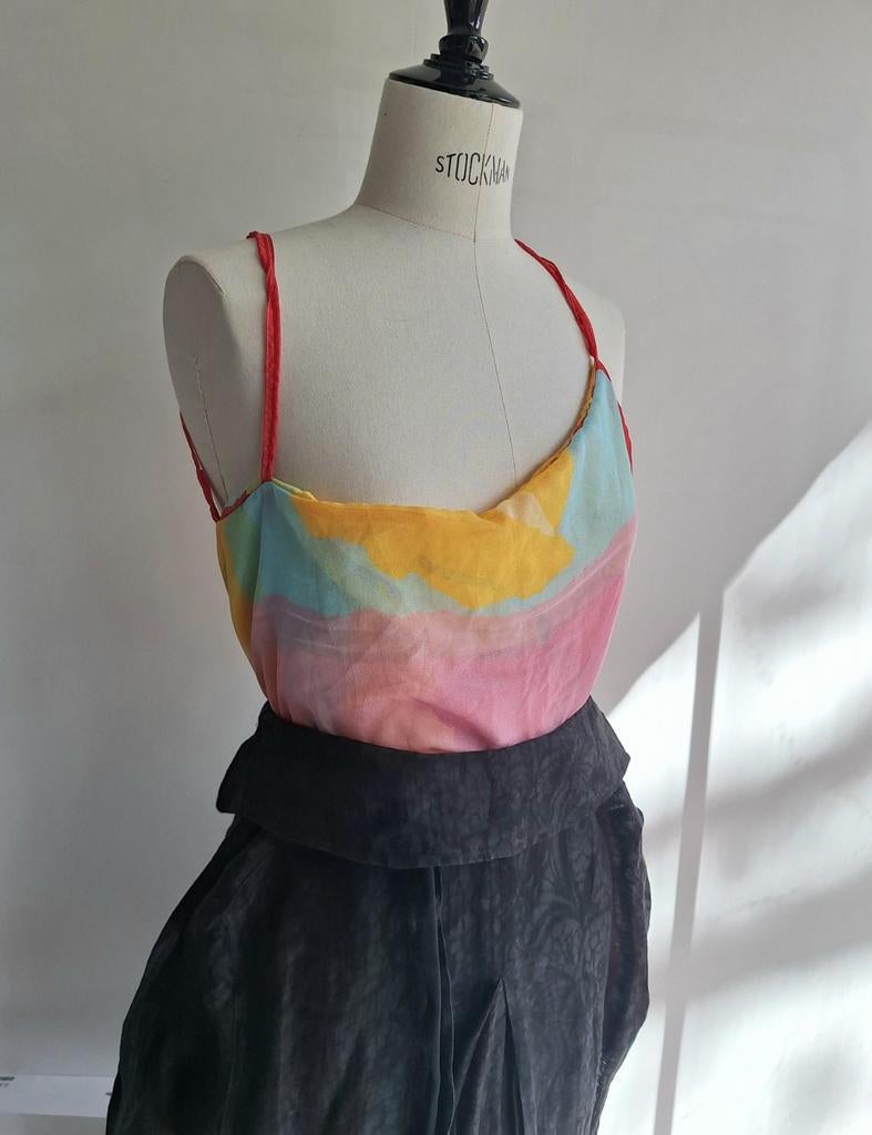 open side spaghetti topje gemaakt van Benetton sjaal papaver, Ophalen of Verzenden