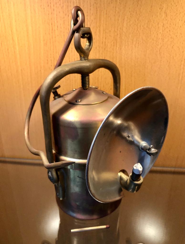 Stöcker Messing Carbidlamp - Mijnwerkslamp, Antiek en Kunst, Antiek | Lampen, Ophalen of Verzenden