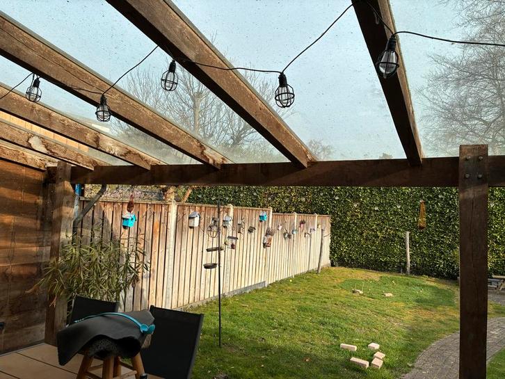 Eiken overkapping met glazen platen., Tuin en Terras, Overkappingen, Gebruikt, Veranda, Ophalen