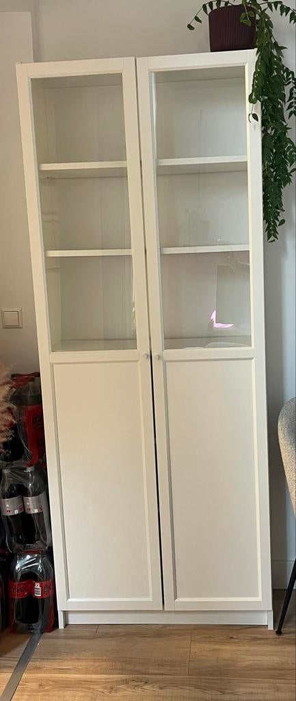 Ikea Billy Vitrinekast - Wit, 202x80x30 cm, Huis en Inrichting, Kasten | Vitrinekasten, Ophalen, Gebruikt, 200 cm of meer, 50 tot 100 cm