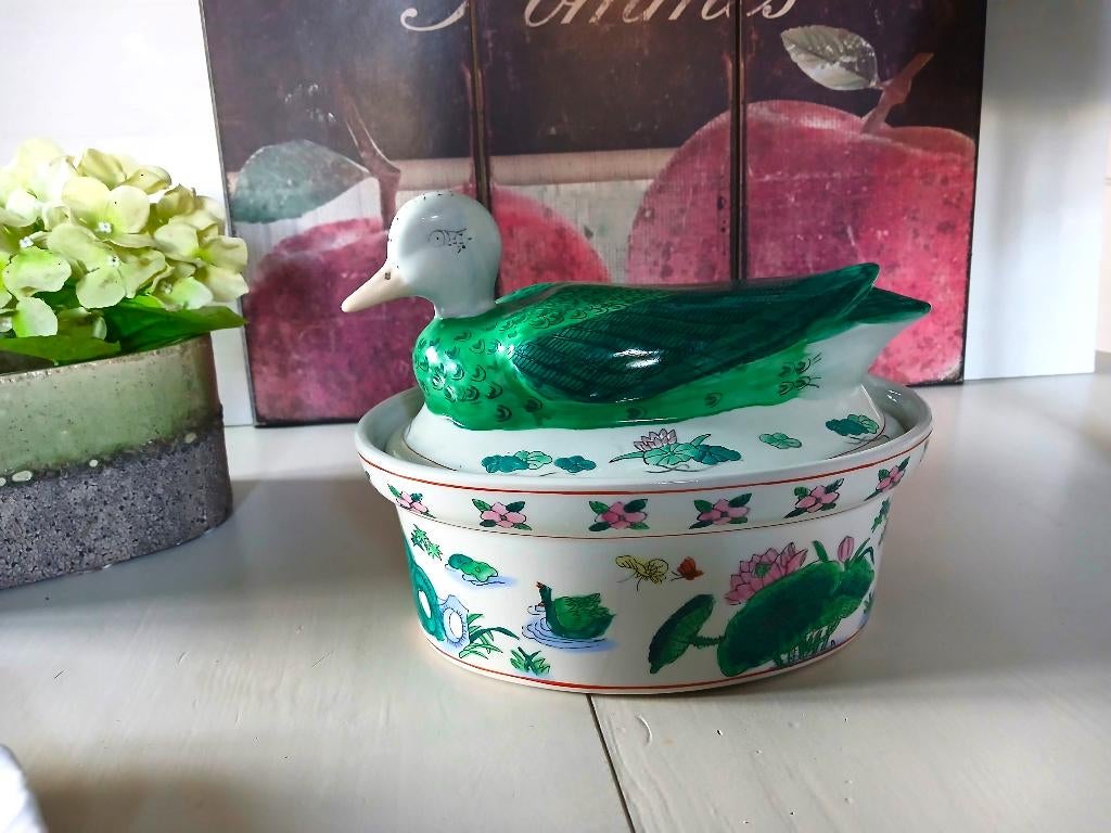 Vintage terrine eend ovenschotel Chinees porselein, Verzenden
