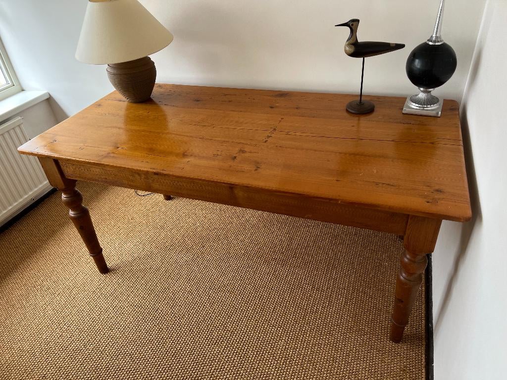 Antieke eettafel, hobbytafel of bureau van grenenhout, Ophalen