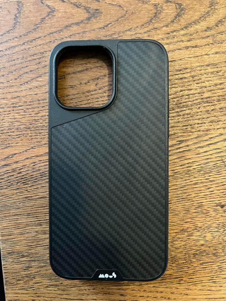 Mous Hoesje voor iPhone 14 Pro Max - Carbon Zwart, Ophalen of Verzenden, Zo goed als nieuw, IPhone 14 Pro Max, Hoesje of Tasje