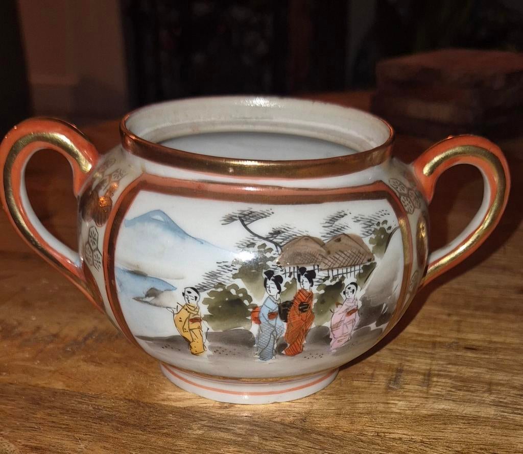 Oude Japanse suikerpot Kutani-stijl, Antiek en Kunst, Ophalen of Verzenden