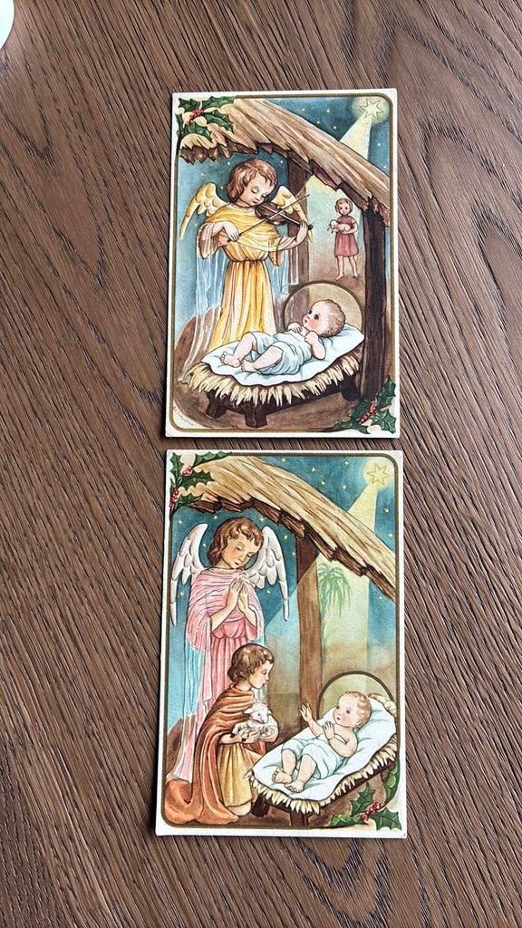 Riek Schouten.Kerst/nieuwjaar.Stal,kribbe,ster,engel,viool,, Ophalen of Verzenden, 1940 tot 1960, Feest(dag)