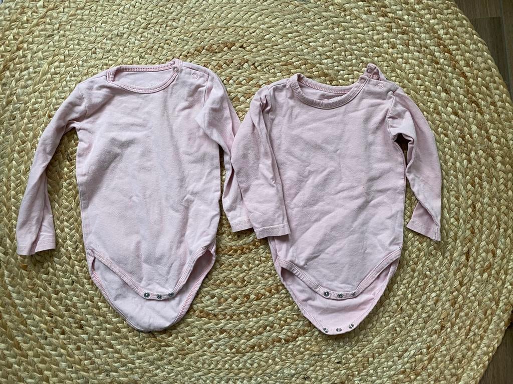 2 lange mouwen rompers Zeeman maat 74/80, Kinderen en Baby's, Babykleding | Maat 74, Ophalen of Verzenden, Gebruikt, Meisje, Nacht- of Onderkleding