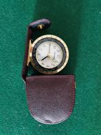 Vintage Wehrle Metalen Reiswekker in Leren Etui, Ophalen of Verzenden