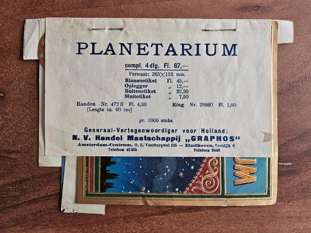 kistetiket planetarium Graphos Amsterdam, Ophalen of Verzenden, Nieuw, Overige typen, Overige merken