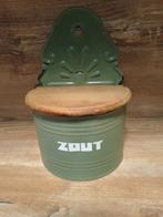 Reseda groene emaille zoutpot., Ophalen of Verzenden