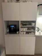 Moderne witte buffetkast met opbergruimte en koffiehoek, Overige materialen, 100 tot 150 cm, 200 cm of meer, Ophalen of Verzenden