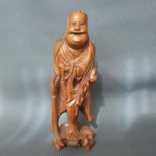 Oud Chinees beeldje van wortelhout - sculptuur, Antiek en Kunst, Ophalen of Verzenden, Beeld, Hout, Bruin
