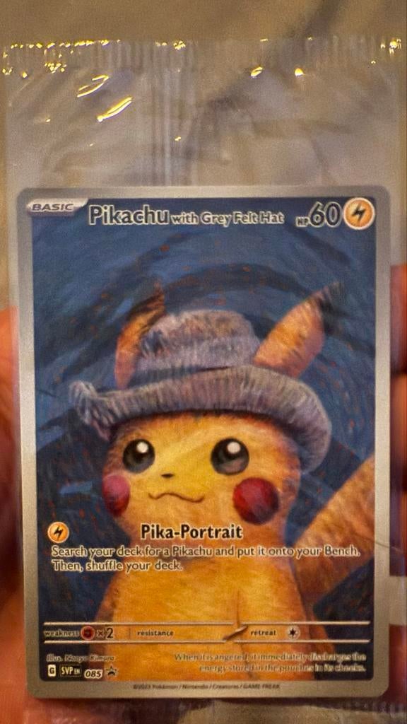Pikachu met Grijze Vilten Hoed (Van Gogh Promokaart), Hobby en Vrije tijd, Verzamelkaartspellen | Pokémon, Ophalen of Verzenden