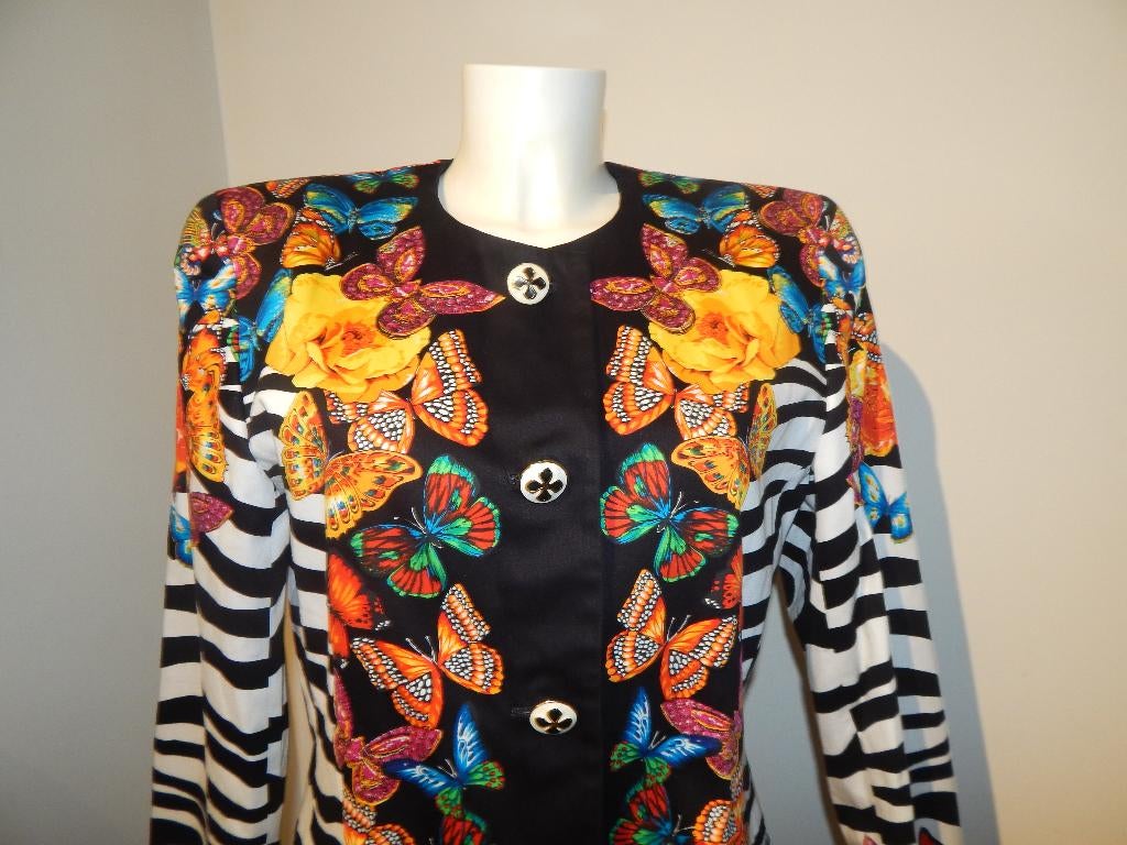 Escada vintage blazer vlinders animal print beeldschoon 40, Maat 38/40 (M), Overige kleuren, Verzenden, Escada