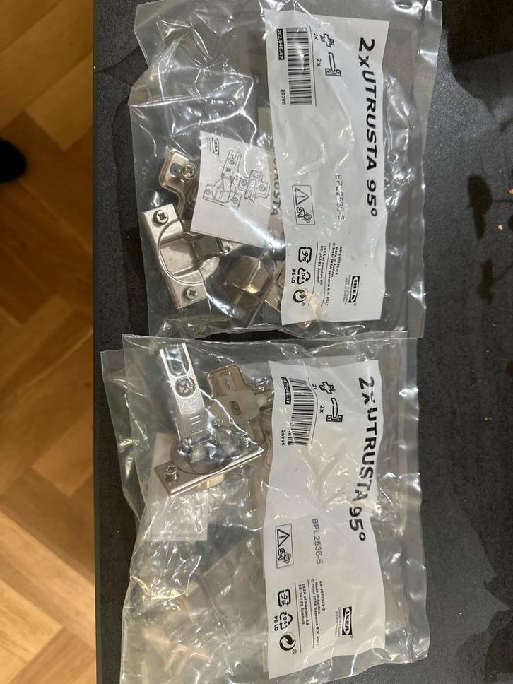 IKEA UTRUSTA Scharnieren 95 (3x2 stuks), Doe-het-zelf en Verbouw, Hang- en Sluitwerk, Nieuw, Scharnier, Rvs, Ophalen of Verzenden