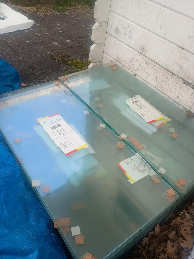 44x Stevig vlak glas 882x410mm 6mm dik voor bouw/etalage, Ophalen