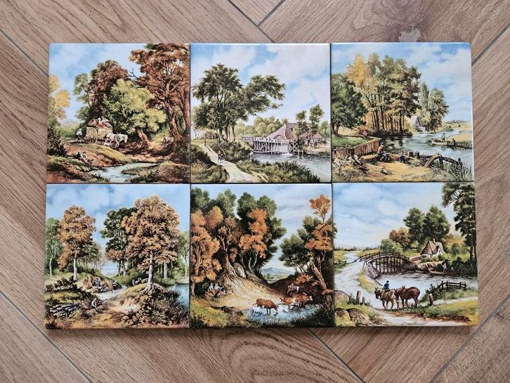 Set van 6 J.C. van Hunnik tegeltjes - 15 x 15, Antiek en Kunst, Antiek | Wandborden en Tegels, Ophalen of Verzenden