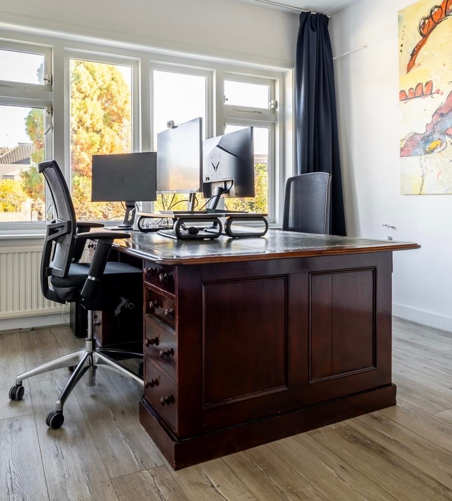 Engels vintage dubbel bureau - Gebruikt staat, Ophalen, Gebruikt, Bruin, Duo-bureau