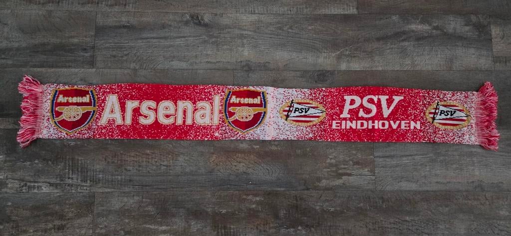 Sjaal PSV - Arsenal, Verzamelen, Sportartikelen en Voetbal, Ophalen of Verzenden, Zo goed als nieuw, PSV, Vaantje of Sjaal