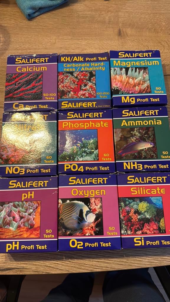 Salifert testsetten gebruikt, Dieren en Toebehoren, Ophalen of Verzenden, Zo goed als nieuw, Gevuld zeewateraquarium