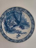 Groot Blauw Wandbord met Jachttafereel, Ophalen of Verzenden