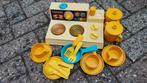 Vintage Fisher-Price speelgoedkeuken bijpassend servies 1979, Ophalen of Verzenden, Gebruikt, Speelset