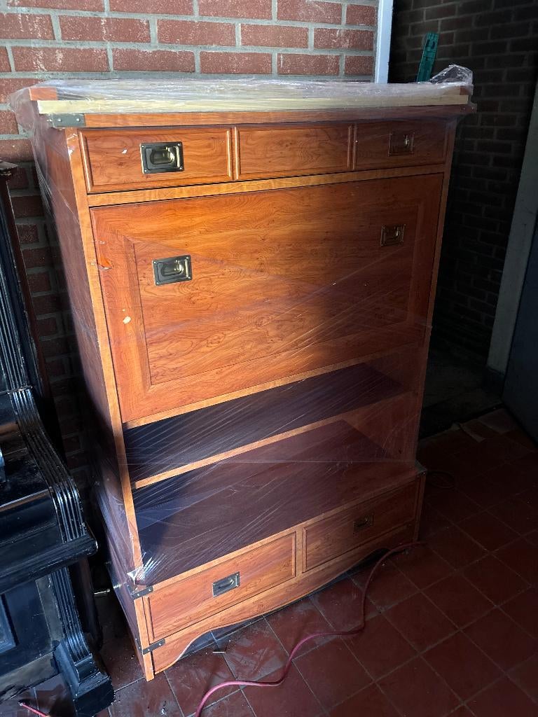 Campaign Style Opmaakkast  Messing Beslag, Ophalen, Gebruikt, Met klep(pen), 100 tot 150 cm