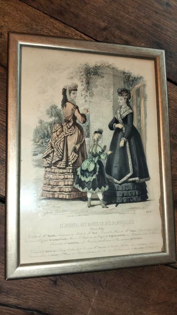 Brocante gravure Franstalig België
Dames in kleding, Antiek en Kunst, Ophalen of Verzenden