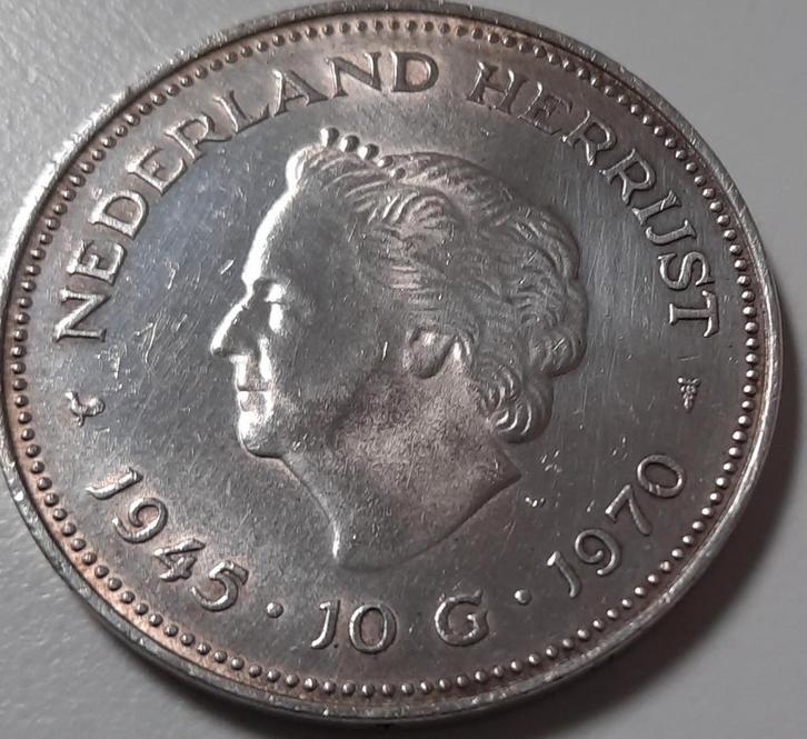 Zilveren 10 Gulden Munt Juliana 1945-1970, Postzegels en Munten, Munten | Nederland, Losse munt, 10 gulden, Koningin Juliana, Zilver