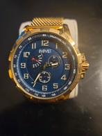 August Steiner Herenhorloge Goudkleurig met Blauwe Wijzerpla, Ophalen of Verzenden, Nieuw, Staal, Overige merken