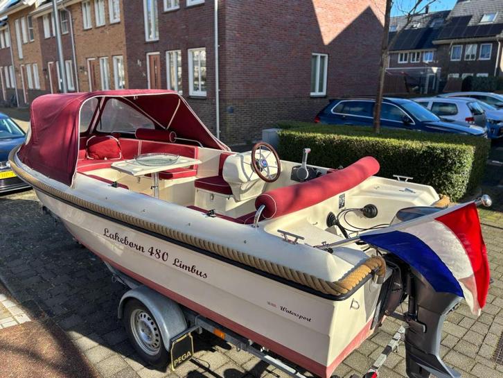 Super nette Lakeborn 480 sloep met 15 pk Yamaha en trailer, Watersport en Boten, Sloepen, Zo goed als nieuw, 10 tot 30 pk, 3 tot 6 meter
