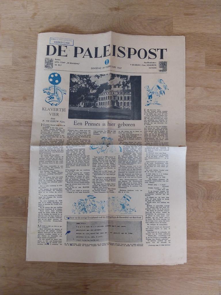 De paleispost, 1947, Koningshuis, Oranje, Ophalen of Verzenden, Zo goed als nieuw, Kaart, Foto of Prent