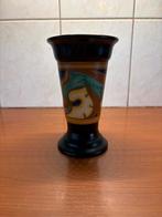 Zwarte vaas met kleurrijk patroon, Ophalen of Verzenden