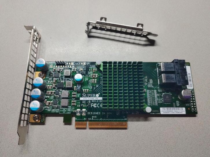 Supermicro AOC-S3008L-L8E IT Mode 12Gbs SAS/SATA Controller, Computers en Software, Harde schijven, Zo goed als nieuw, Intern