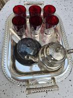 Origineel Marokkaans Zilveren Theeservies met Glazen, Antiek en Kunst, Antiek | Goud en Zilver, Ophalen of Verzenden, Zilver