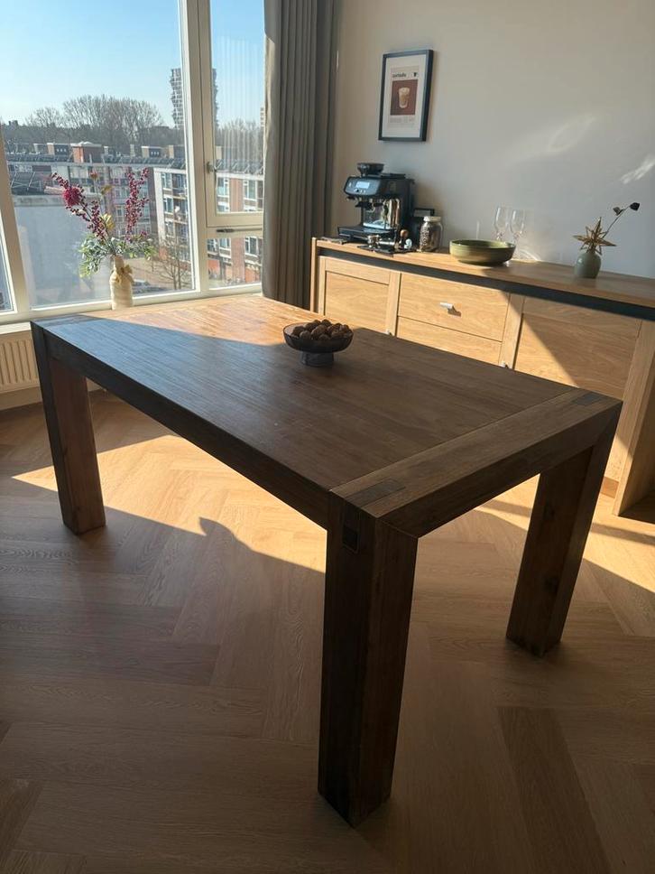 Robuuste eikenhouten eettafel 160x90cm, Huis en Inrichting, Tafels | Eettafels, Gebruikt, 50 tot 100 cm, 150 tot 200 cm, Vier personen