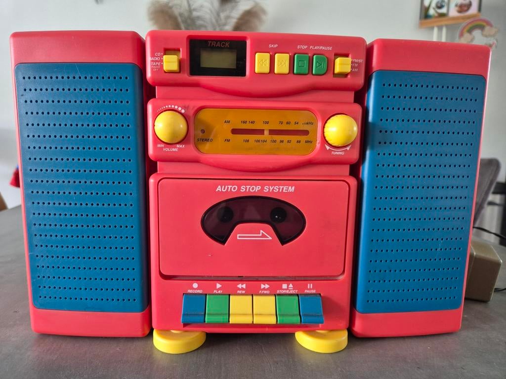Kleurrijke retro radio / CD speler met cassette, Audio, Tv en Foto, Ophalen, Overige merken