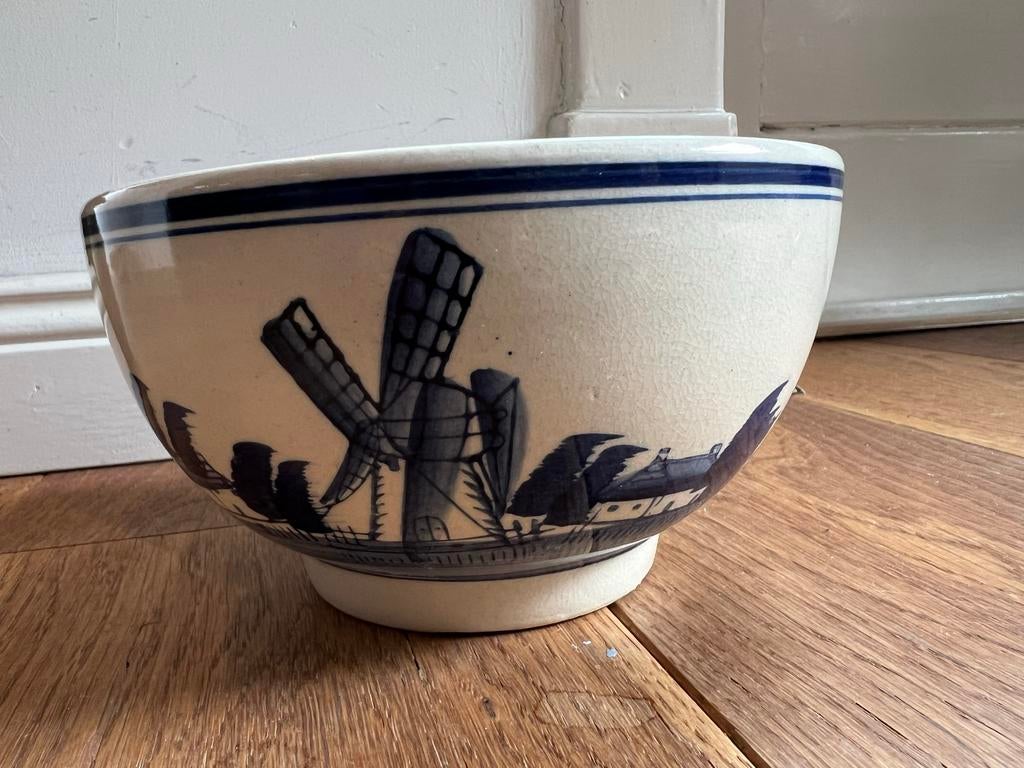 Delfts Blauw Kom met Molen Decoratie, Antiek en Kunst, Ophalen of Verzenden