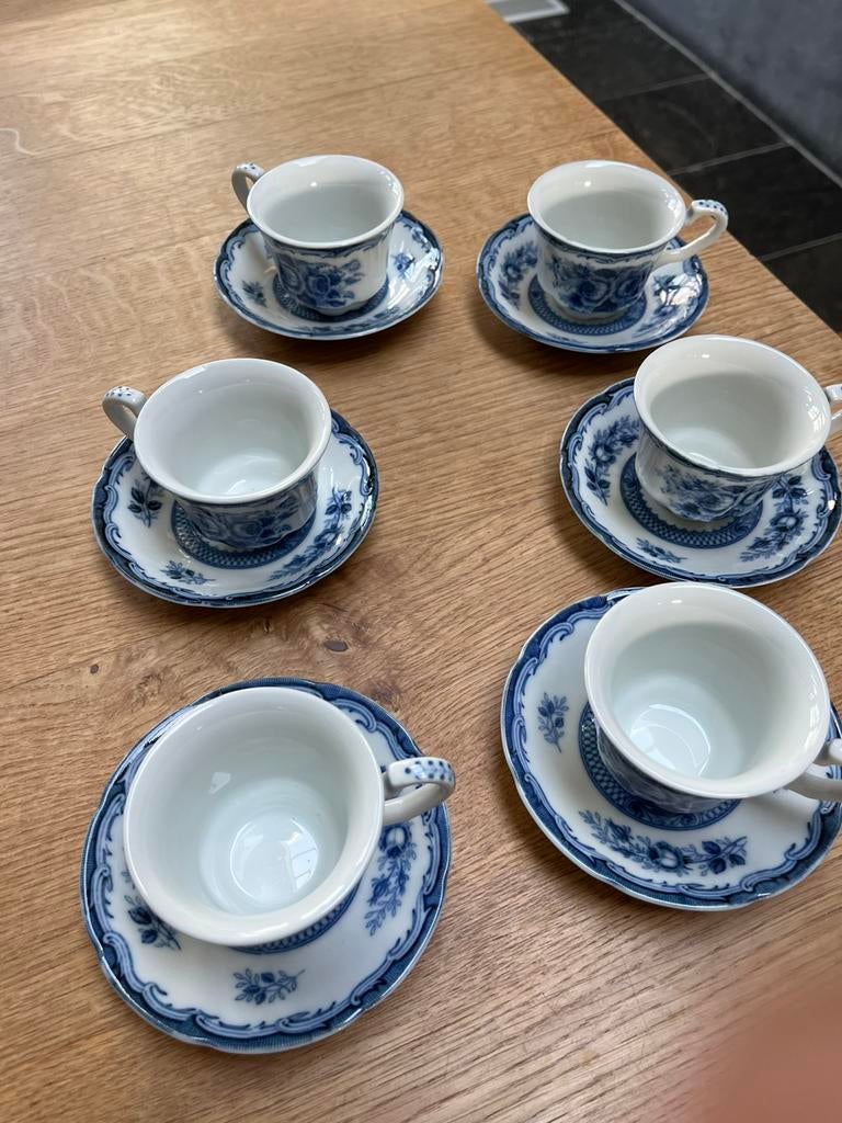 Servies, antiek servies, blue rose, Antiek en Kunst, Ophalen of Verzenden
